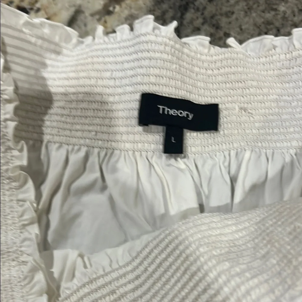 Theory White Ruffled Top - Picture 2 of 3